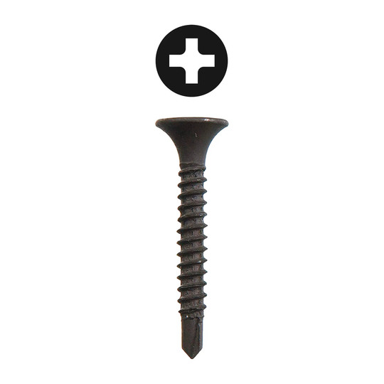 #6 x 1-1/4 inch fine-thread Phillips bugle head self-drilling drywall screws, 100 pack