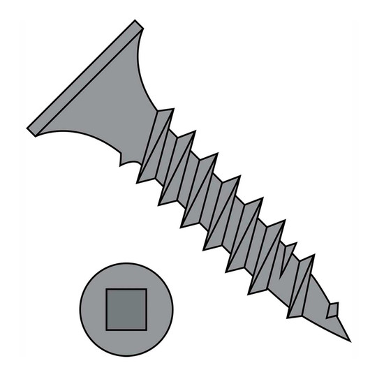 Black phosphate #8 x 1 inch fine-thread square drive bugle head drywall screws