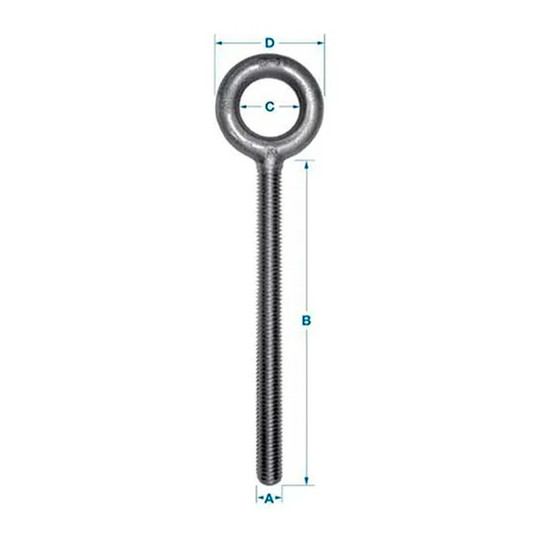 Drop-forged carbon steel eyebolt with a fully threaded 3/8-16 shank