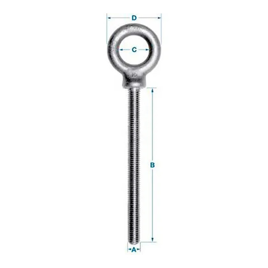 Zinc-plated shoulder eye bolt with 3/8-16 threaded shank