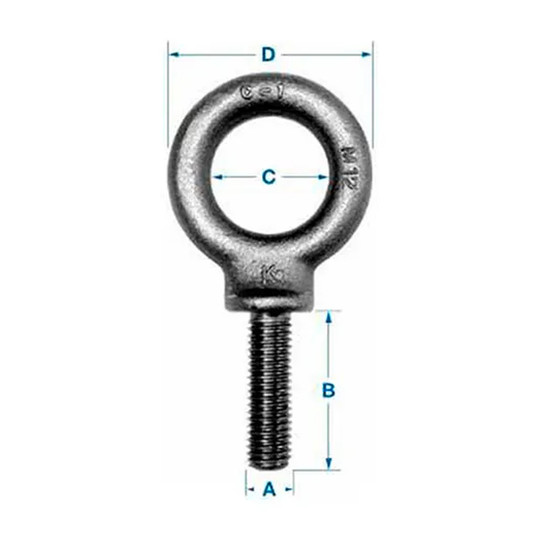 M8 x 1.25 metric shoulder eye bolt