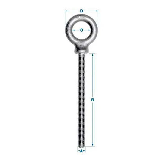 304 stainless steel shoulder eye bolt with 1/4-20 threaded 4-inch shank