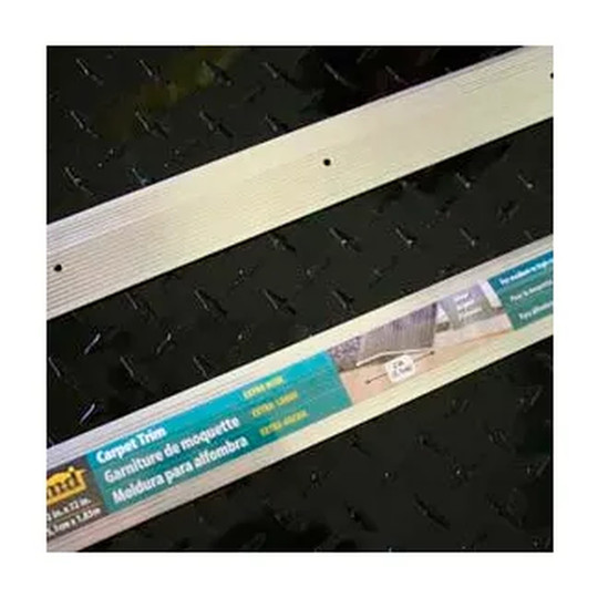 Silver fluted aluminum carpet transition trim, 2 inches wide by 72 inches long