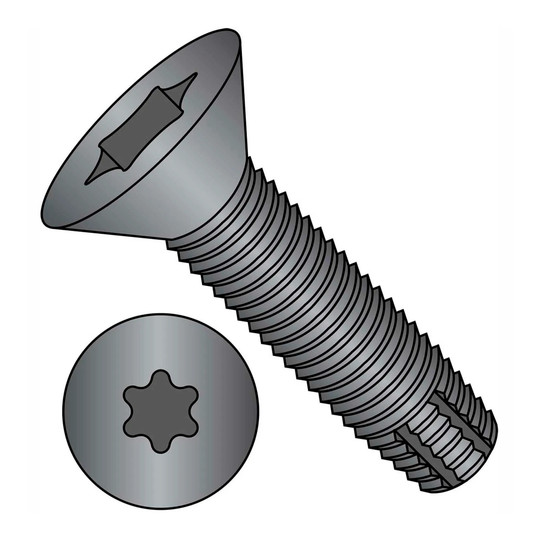 Black phosphate 1/4-20 x 2 inch six-lobe flat head Type F floor board screws