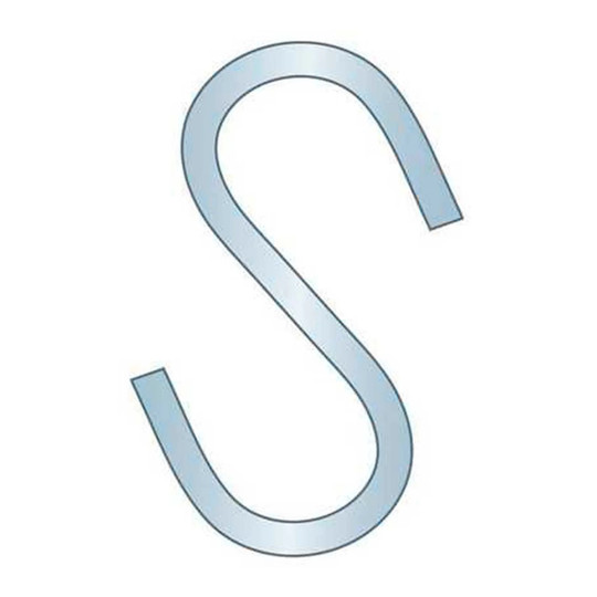 Plain stainless steel S-hook, 2 inches long and 0.148 inch thick