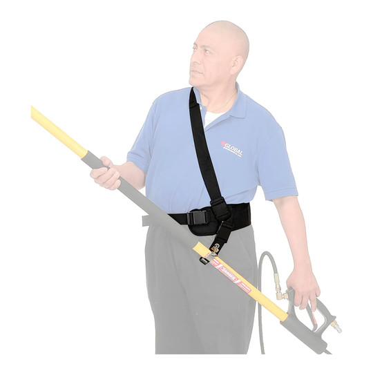 Black adjustable belt kit for supporting long telescoping wands