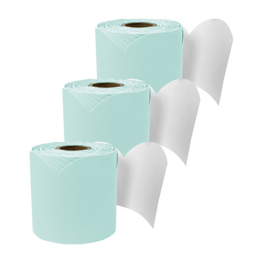 Sea Glass Green Scalloped Bulletin Board Border Roll, 65 Ft., Pack of 3