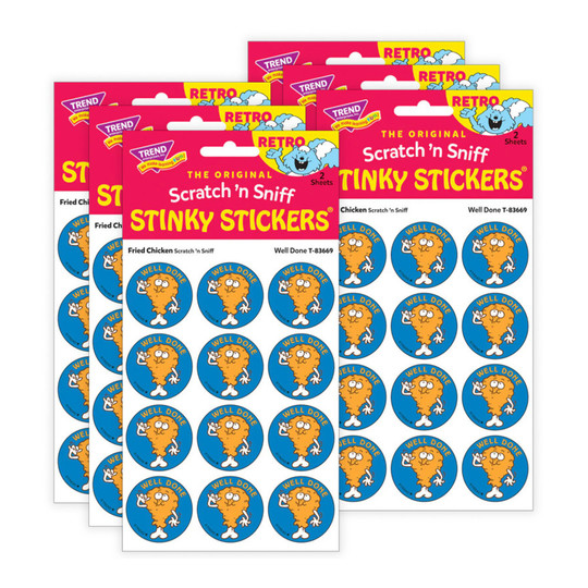 Well Done Fried Chicken Scented Scratch-and-Sniff Stickers, 6 Packs
