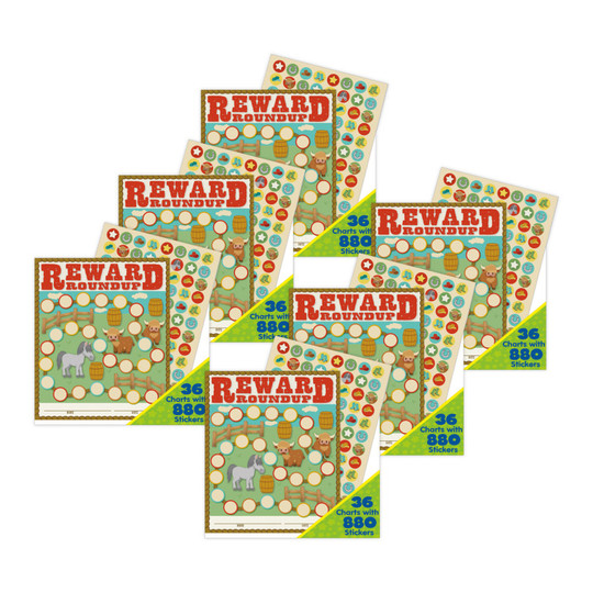 Western-Themed Mini Reward Charts with Stickers, 6 Packs