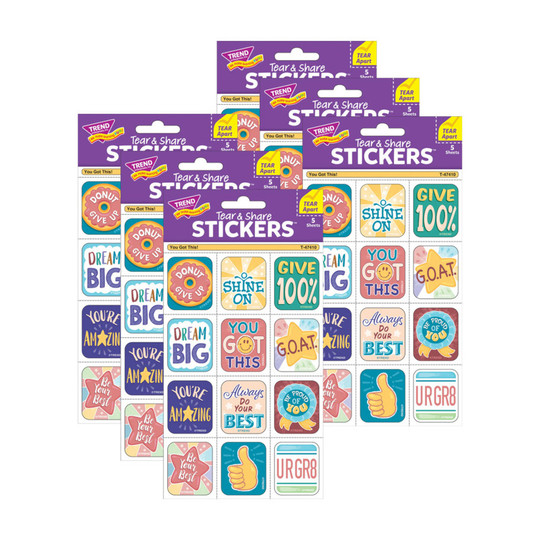 You Got This! Tear-Apart Motivational Stickers, 360 Count