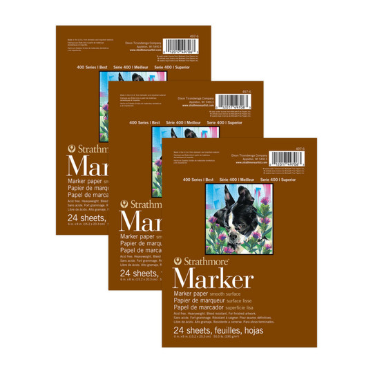 Marker Paper Pad, 6 x 8, 24 Sheets, Pack of 3