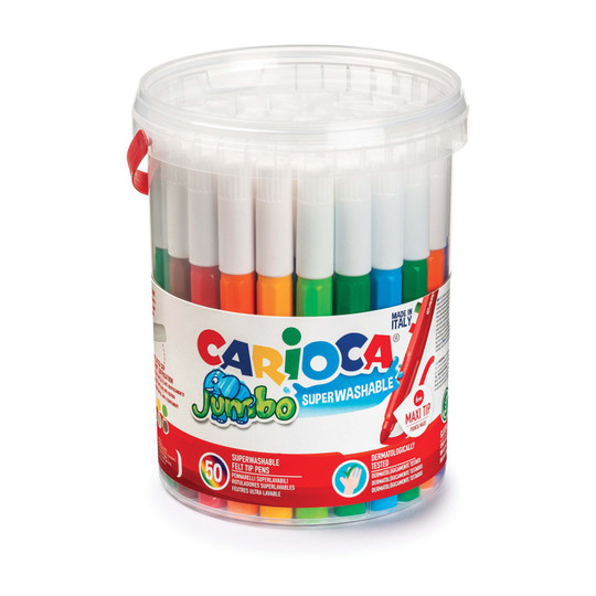 Jumbo Washable Felt Tip Markers, Assorted Colors, 50-Pack