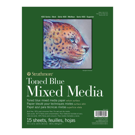 400 Series Toned Blue Mixed Media Pad, 9 x 12 in., 15 Sheets