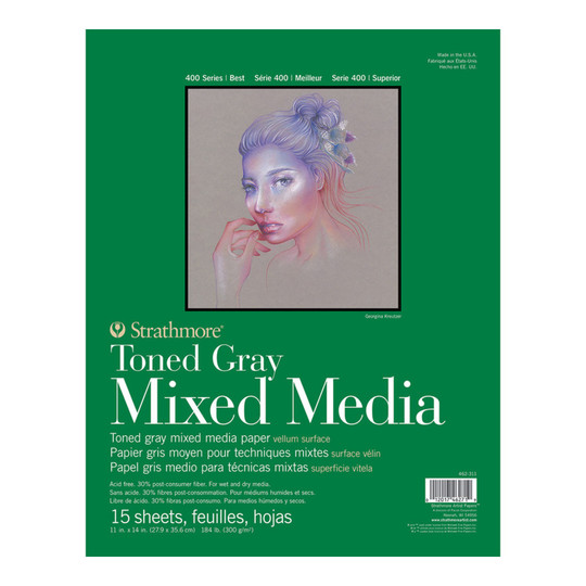 400 Series Toned Gray Mixed Media Pad, 11 x 14, 15 Sheets