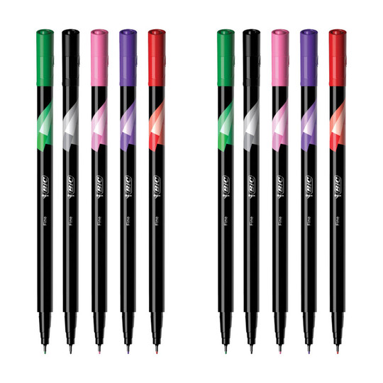 Assorted Color Fineliner Marker Pens, 0.4 mm Fine Tip, 10-Pack