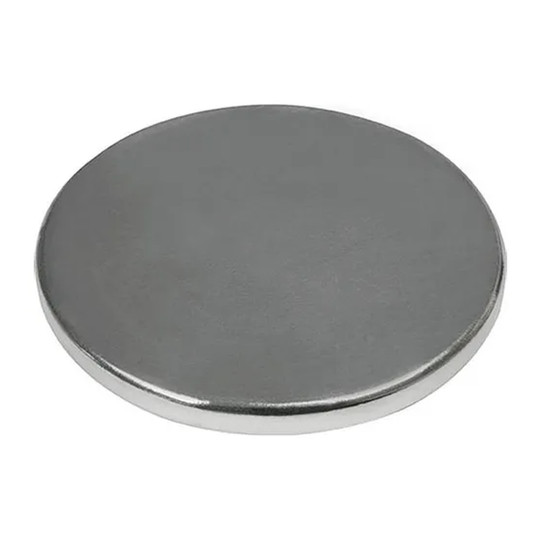 Silver rare earth disc magnet, 1.50 inches in diameter and 0.12 inches thick