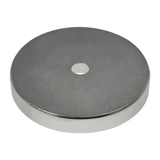 Silver rare earth ring magnet with 1.50 inch outside diameter and center opening