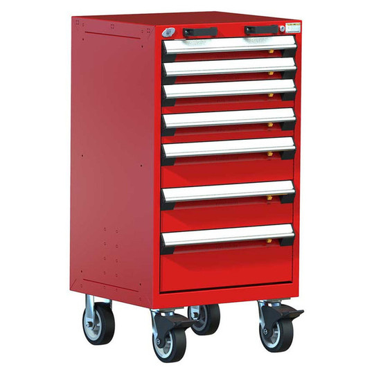 7-Drawer Heavy-Duty Mobile Cabinet, 24"W x 27"D x 45.5"H - With Dividers
