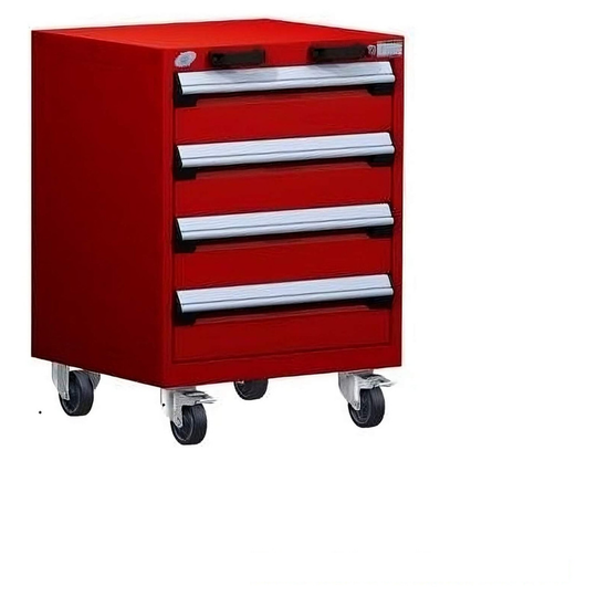 4-Drawer Heavy-Duty Mobile Cabinet, 24"W x 21"D x 33.13"H - With Dividers - Drawer heights: 4 6"H