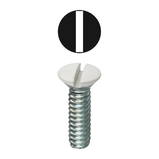 White slotted oval head wall plate screws, #6-32 x 5/16 inch, 100-pack