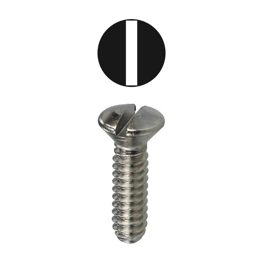 Stainless steel slotted oval head wall plate screws, #6-32 x 1/2 inch, 100 pack