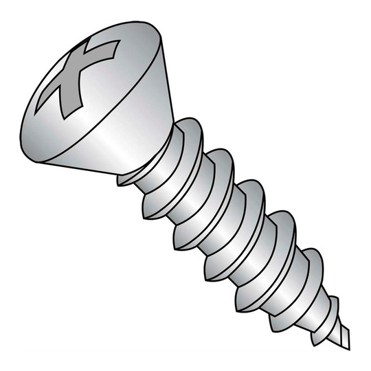 #4 x 1/2 Phillips oval head Type AB self-tapping screw in 18-8 stainless steel