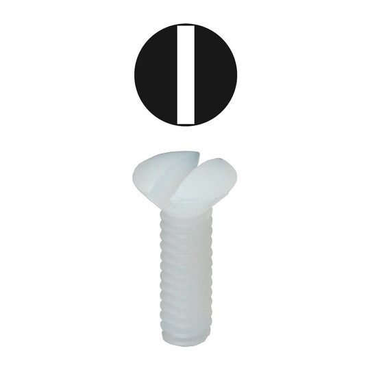 Nylon slotted oval head wall plate screws, #6-32 x 1/2 inch, 100 pack