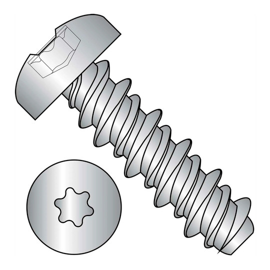 #6 x 1/2 six lobe pan head high-low screws in 410 stainless steel