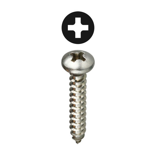 #10 x 1-1/4 inch Phillips pan head stainless steel sheet metal screws, 100 pack