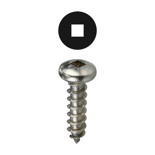 Stainless steel square pan head sheet metal screws, #8 x 1 inch, 100-pack
