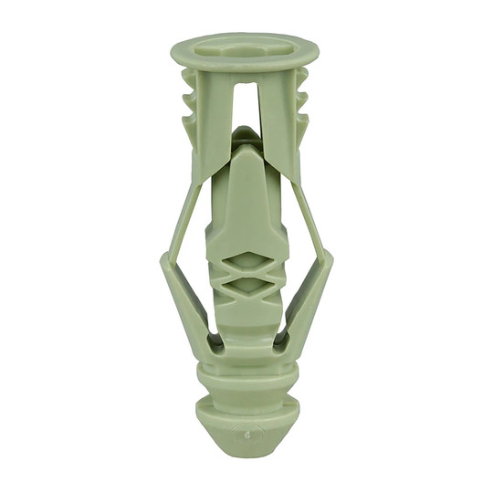 Green triple-grip plastic drywall anchors