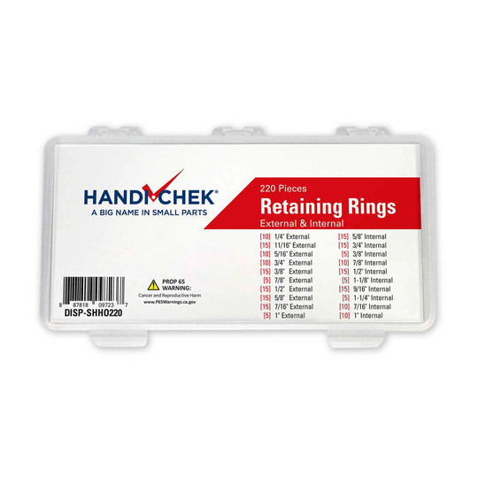 220-piece assortment of internal housing rings and external snap rings
