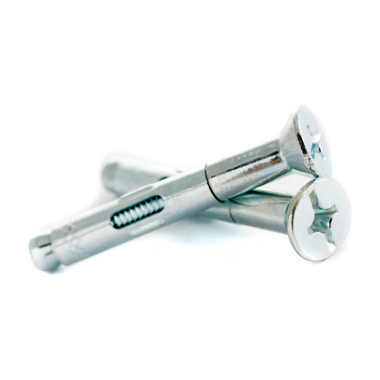 Steel sleeve anchors with Phillips/slotted flat heads, 3/8 in. x 5 in., pack of 50