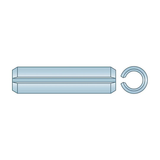 9/64 in. x 1 in. high carbon steel spring pin with clear zinc finish