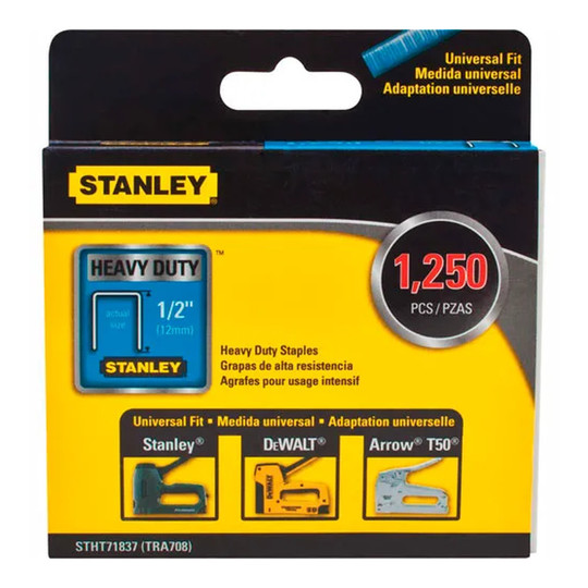 Heavy-duty 1/2-inch narrow crown staples, 1,250-pack