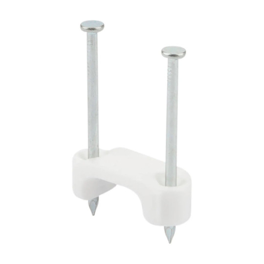 White 1/2-inch 2-conductor plastic insulated cable staples