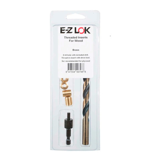 Brass 10-24 threaded insert installation kit for hard wood