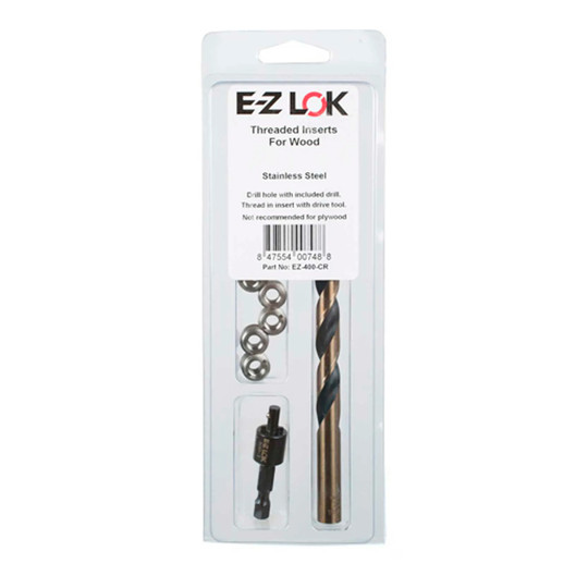 Stainless steel 1/4-20 threaded insert installation kit for hardwood