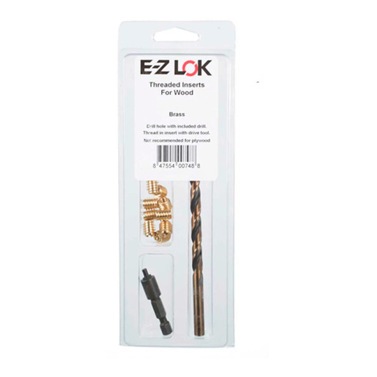 Brass 6-32 threaded insert installation kit for hard wood