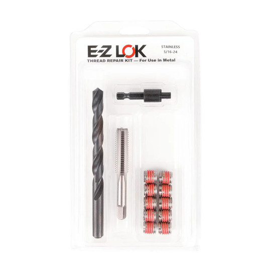 Stainless steel thread repair kit for metal with threaded inserts and installation tools