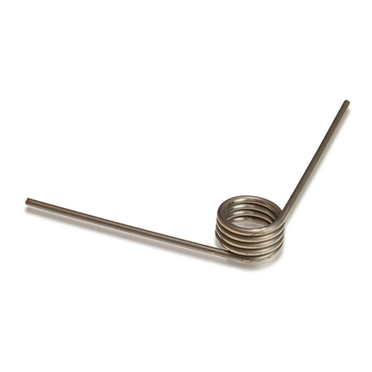 Right-wound 90 degree music wire torsion spring with 1.102 inch coil diameter