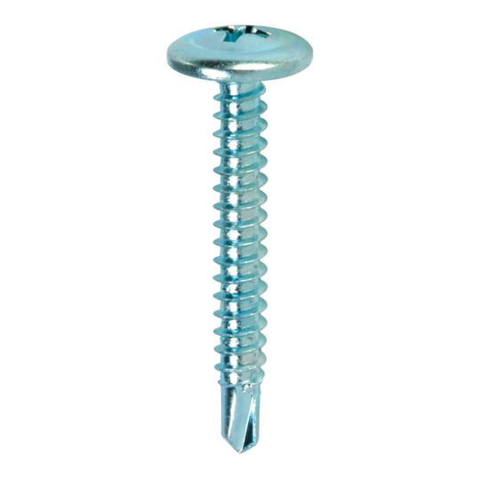 Zinc-plated steel modified thin truss head drill-point lath screws