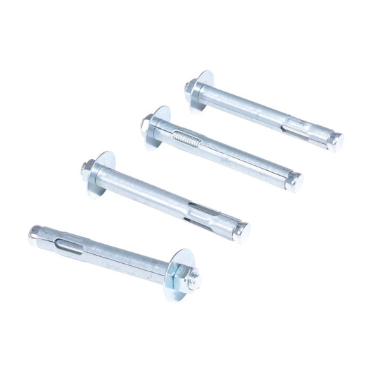 Zinc-plated steel concrete sleeve anchor bolts, 1/2 inch by 4 inch, four-pack