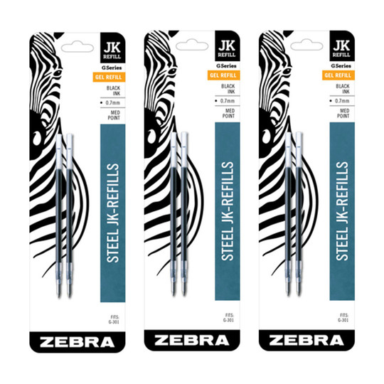JK-Series Black Gel Pen Refills, 0.7 mm, 6-Pack