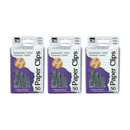 Jumbo Silver Steel Paper Clips, 3 Packs of 50