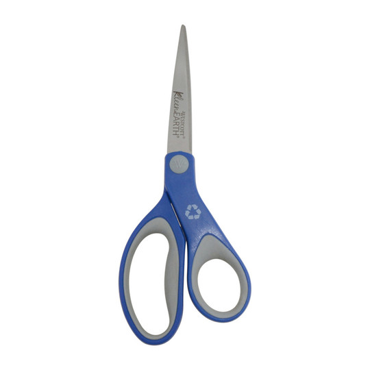 8-Inch Soft Handle Straight Scissors, Blue/Gray