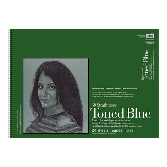 Recycled Toned Blue Side-Wire Sketch Pad, 18 x 24 in., 24 Sheets