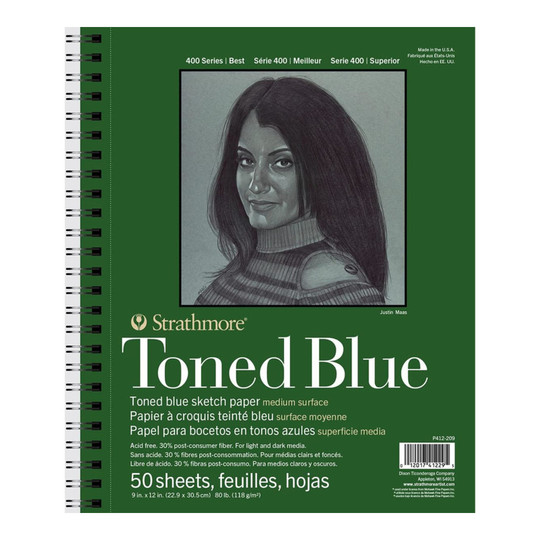 400 Series Recycled Toned Blue Sketch Pad, 9 x 12 in., 50 Sheets