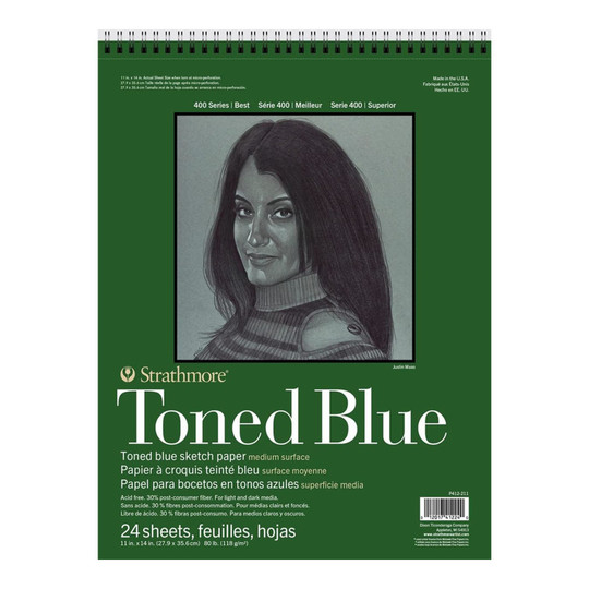 Toned Blue Recycled Sketch Pad, 11 x 14 in., 24 Sheets