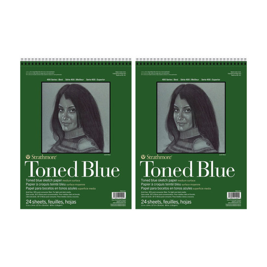 Toned Blue Recycled Sketch Pad, Top Wire Bound, 11 x 14 in., 24 Sheets, Pack of 2